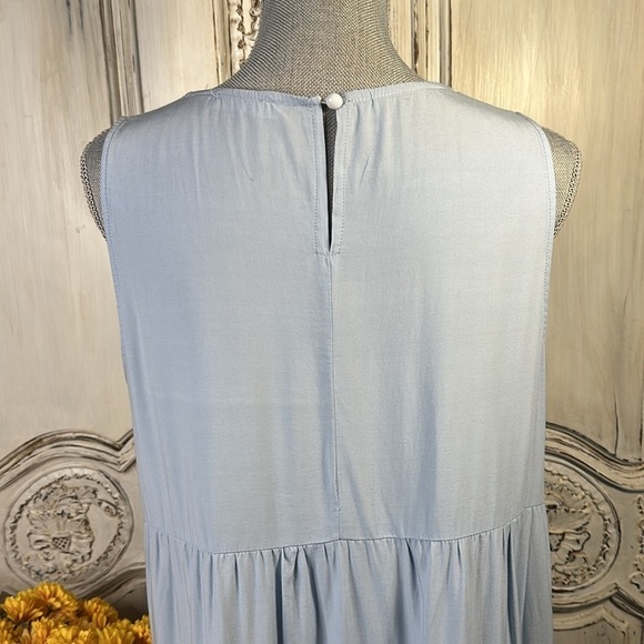 Kirundo Sweet Babydoll Tiered Soft Blue Sleeveless Dress Ballet core Fairy core - Picture 6 of 9